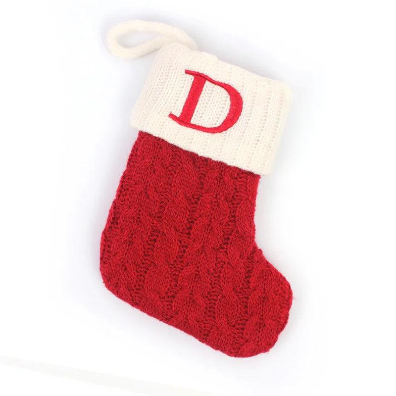 Red Alphabet Christmas Knit Stocking Ornament 18x14cm d by HitMyNeed