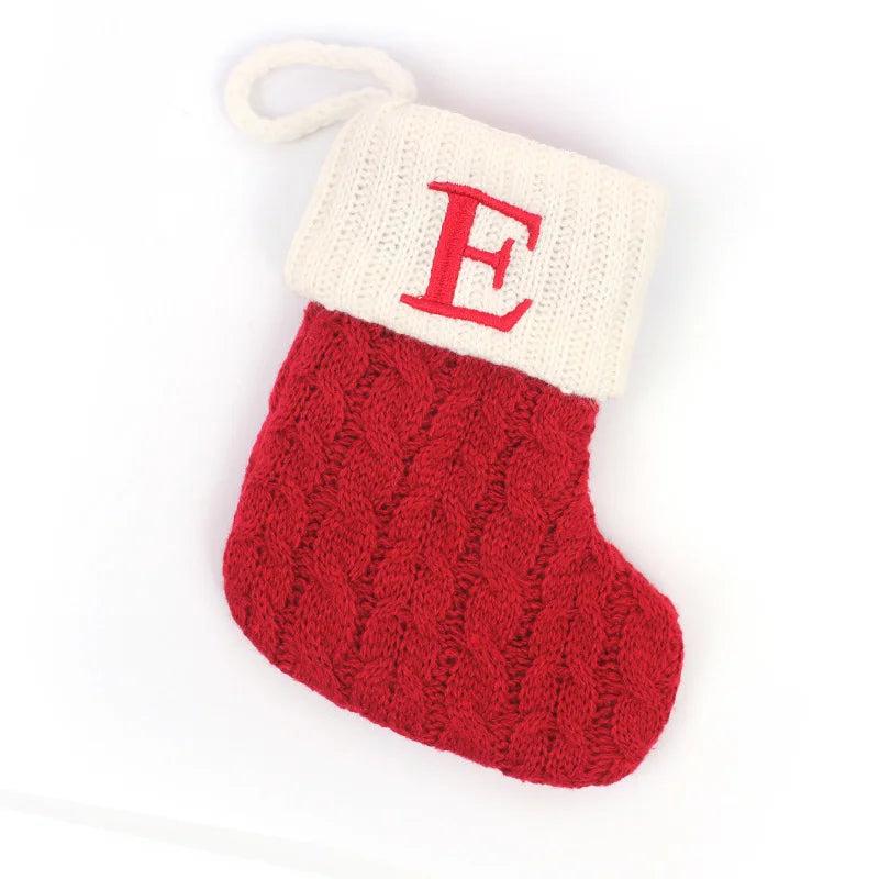 Red Alphabet Christmas Knit Stocking Ornament 18x14cm e by HitMyNeed