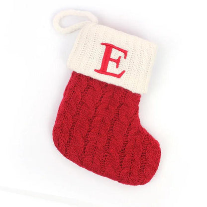Red Alphabet Christmas Knit Stocking Ornament 18x14cm e by HitMyNeed