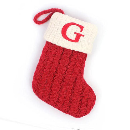 Red Alphabet Christmas Knit Stocking Ornament 18x14cm g by HitMyNeed
