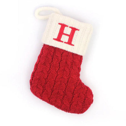 Red Alphabet Christmas Knit Stocking Ornament 18x14cm h by HitMyNeed
