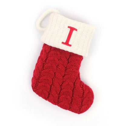 Red Alphabet Christmas Knit Stocking Ornament 18x14cm i by HitMyNeed