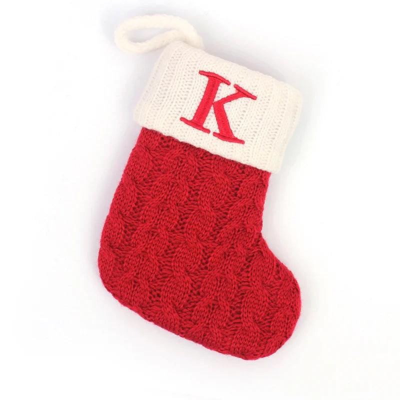 Red Alphabet Christmas Knit Stocking Ornament 18x14cm k by HitMyNeed