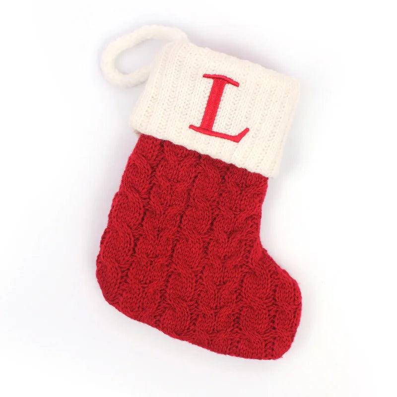 Red Alphabet Christmas Knit Stocking Ornament 18x14cm l by HitMyNeed