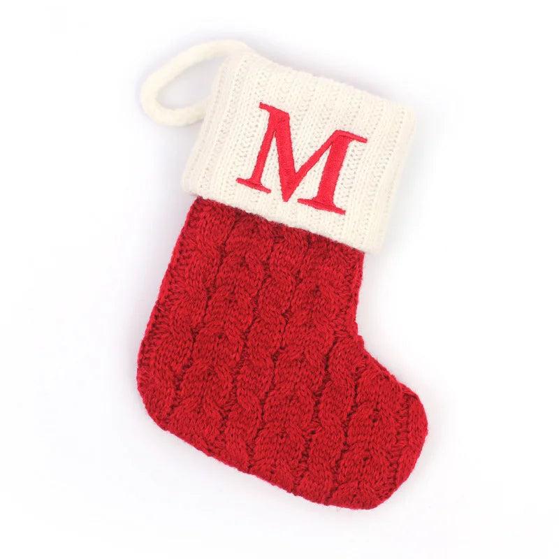 Red Alphabet Christmas Knit Stocking Ornament 18x14cm m by HitMyNeed