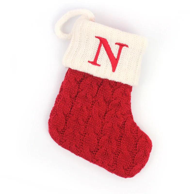 Red Alphabet Christmas Knit Stocking Ornament 18x14cm n by HitMyNeed