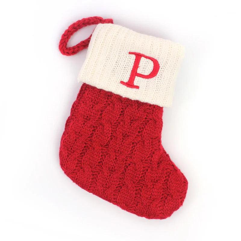 Red Alphabet Christmas Knit Stocking Ornament 18x14cm p by HitMyNeed