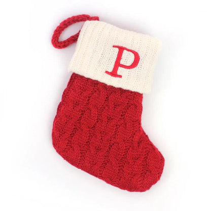 Red Alphabet Christmas Knit Stocking Ornament 18x14cm p by HitMyNeed