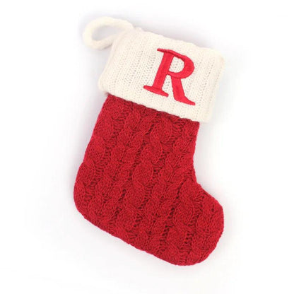 Red Alphabet Christmas Knit Stocking Ornament 18x14cm r by HitMyNeed