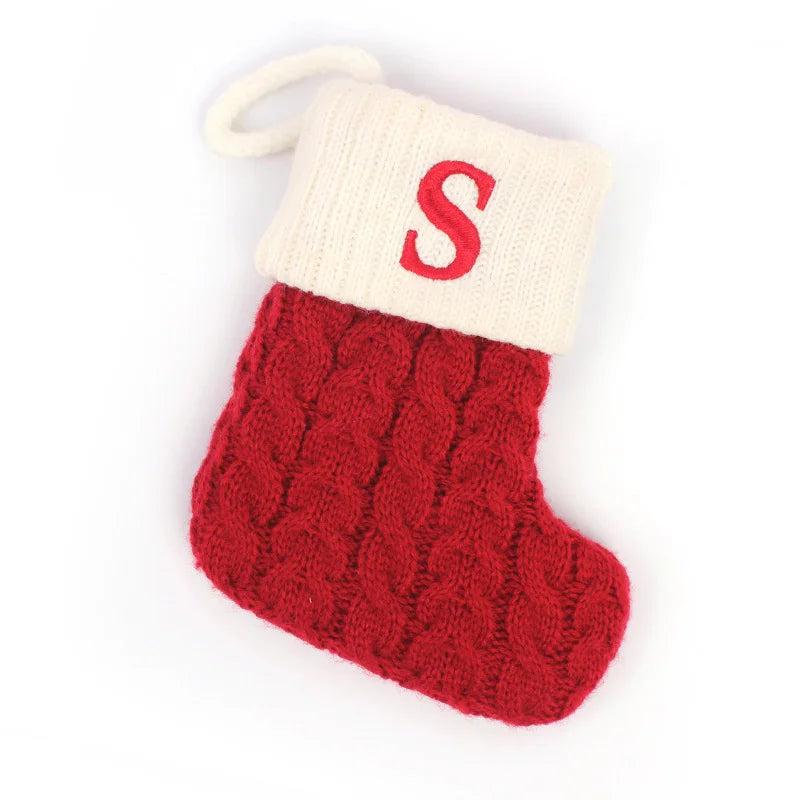 Red Alphabet Christmas Knit Stocking Ornament 18x14cm s by HitMyNeed