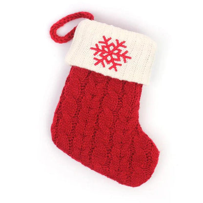 Red Alphabet Christmas Knit Stocking Ornament 18x14cm snowflake by HitMyNeed