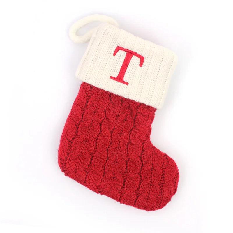 Red Alphabet Christmas Knit Stocking Ornament 18x14cm t by HitMyNeed