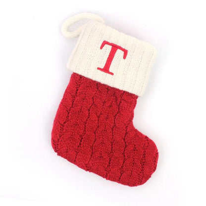 Red Alphabet Christmas Knit Stocking Ornament 18x14cm t by HitMyNeed