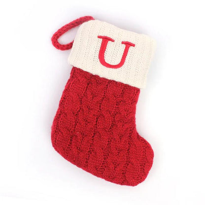Red Alphabet Christmas Knit Stocking Ornament 18x14cm u by HitMyNeed