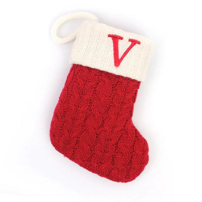 Red Alphabet Christmas Knit Stocking Ornament 18x14cm v by HitMyNeed