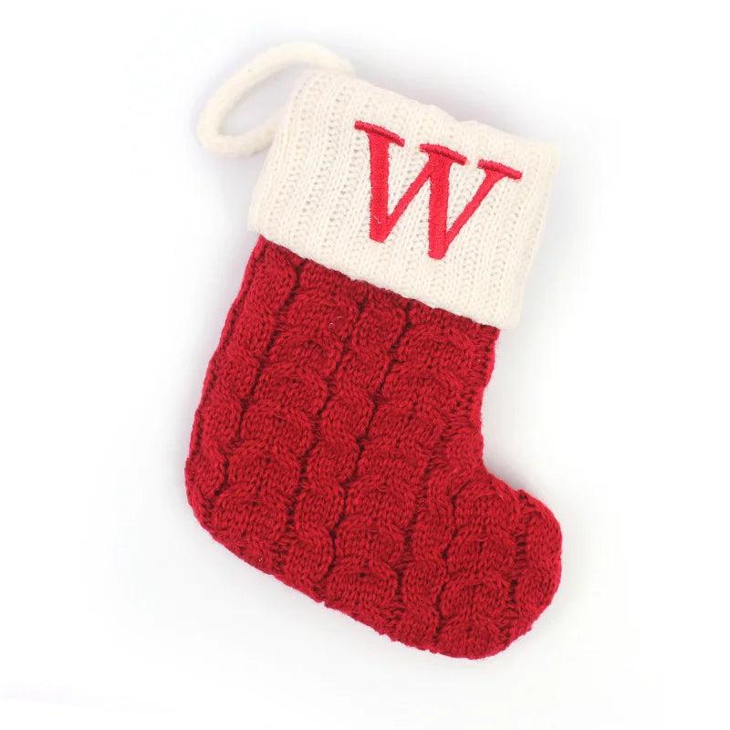 Red Alphabet Christmas Knit Stocking Ornament 18x14cm w by HitMyNeed