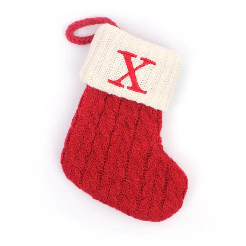 Red Alphabet Christmas Knit Stocking Ornament 18x14cm x by HitMyNeed