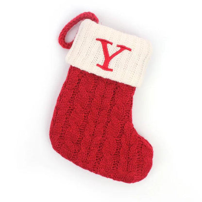Red Alphabet Christmas Knit Stocking Ornament 18x14cm y by HitMyNeed