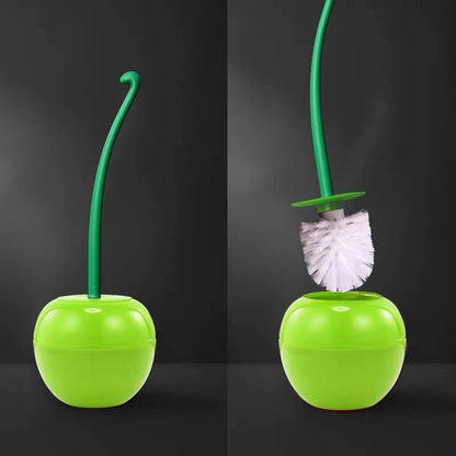 Red Cherry Toilet Brush and Holder Set green by HitMyNeed