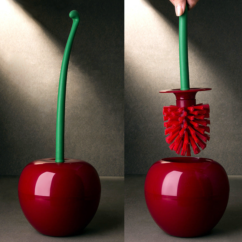 Red Cherry Toilet Brush and Holder Set wine-red by HitMyNeed