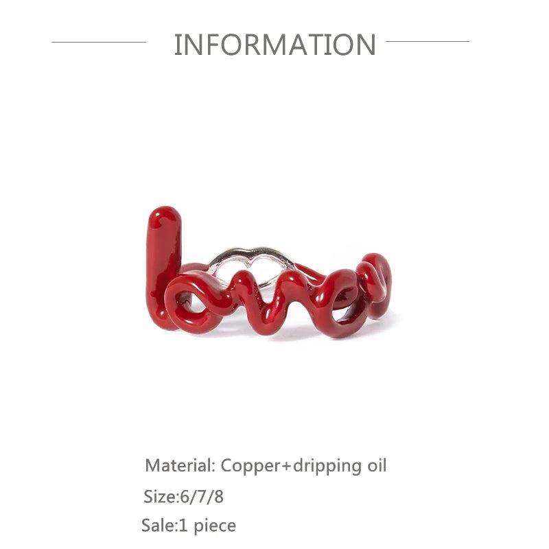 Red Enamel Love Ring in Copper by HitMyNeed