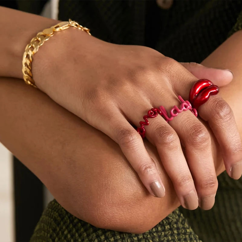 Red Enamel Love Ring in Copper by HitMyNeed