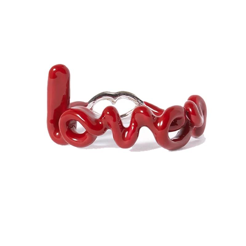 Red Enamel Love Ring in Copper 8.0 by HitMyNeed