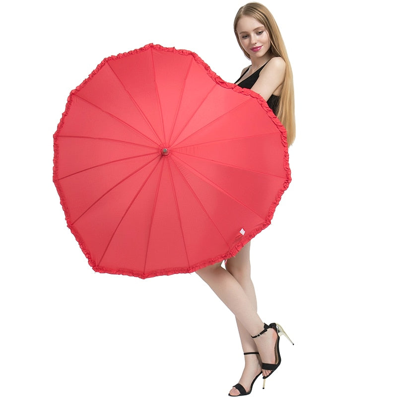 Red Heart-Shaped Umbrella for Photoshoots & Events by HitMyNeed