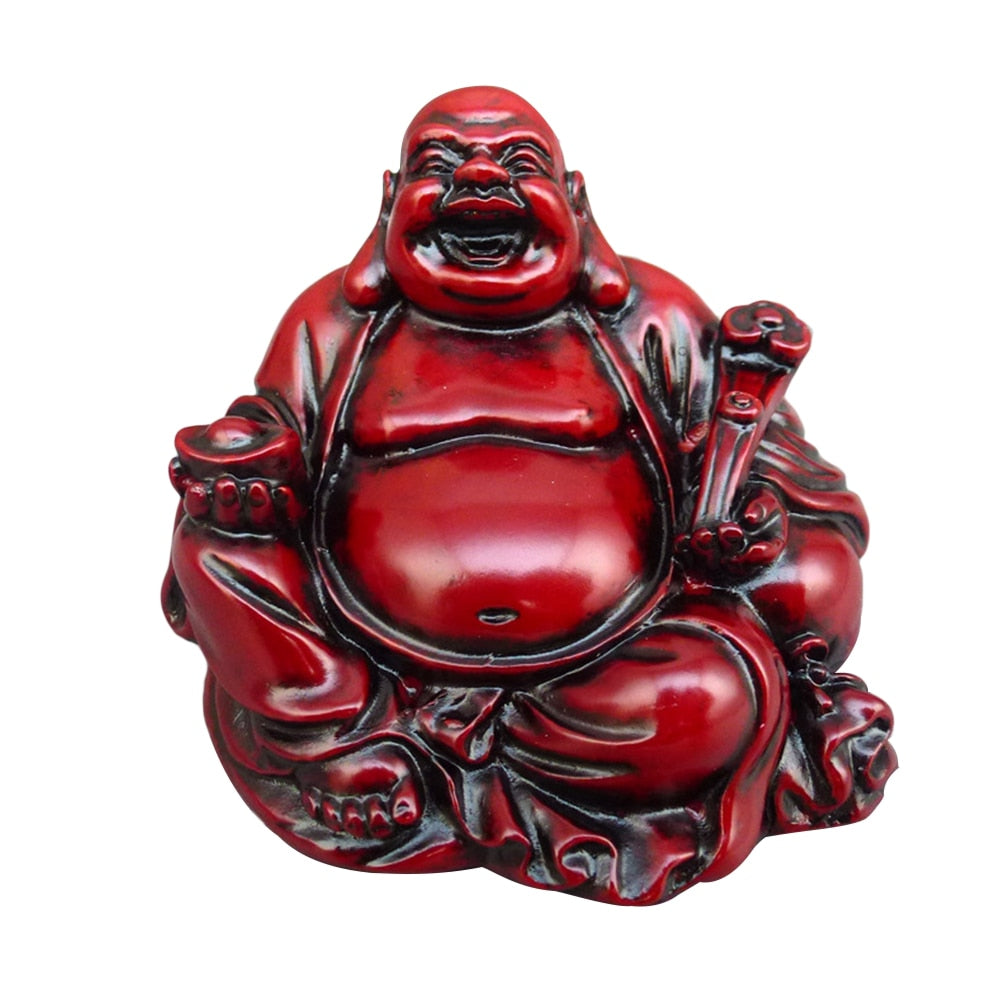 Red Laughing Buddha Feng Shui Resin Statue 6.5cm by HitMyNeed