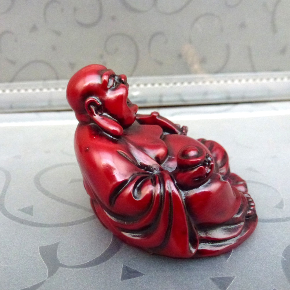 Red Laughing Buddha Feng Shui Resin Statue 6.5cm by HitMyNeed