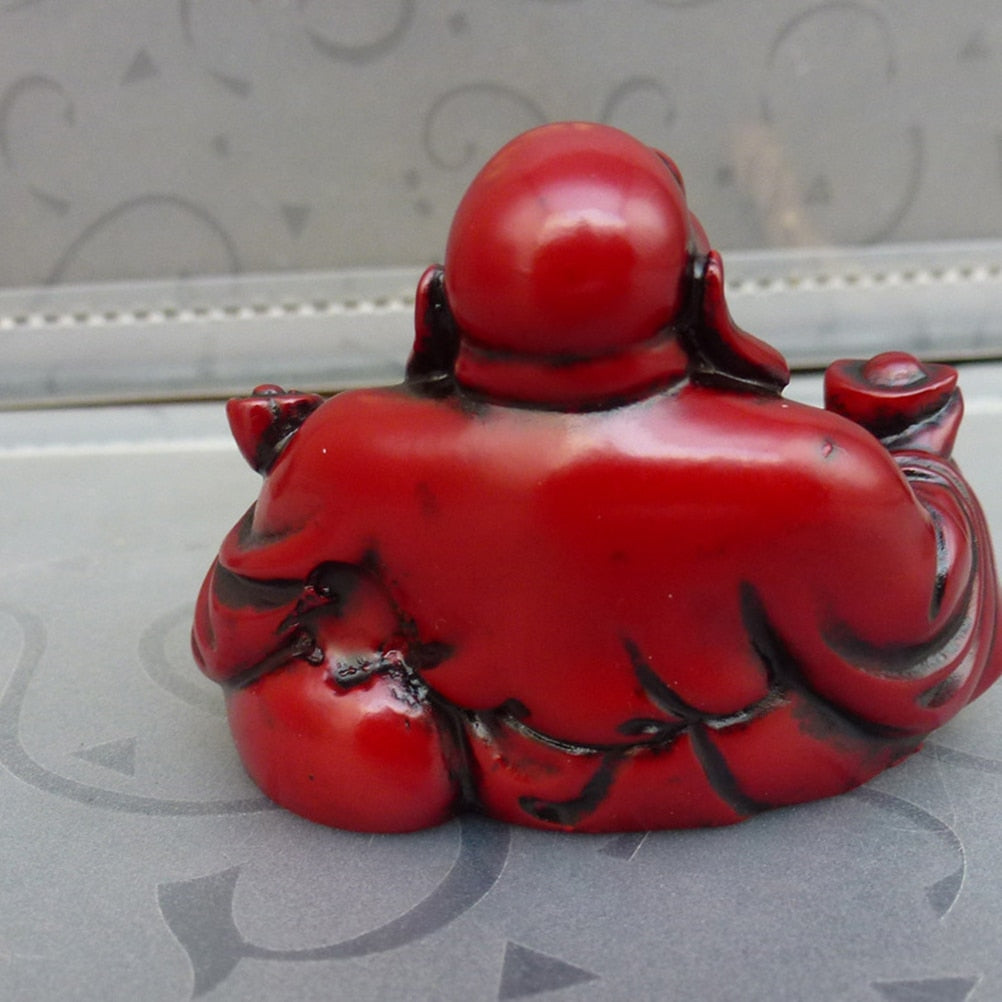 Red Laughing Buddha Feng Shui Resin Statue 6.5cm by HitMyNeed