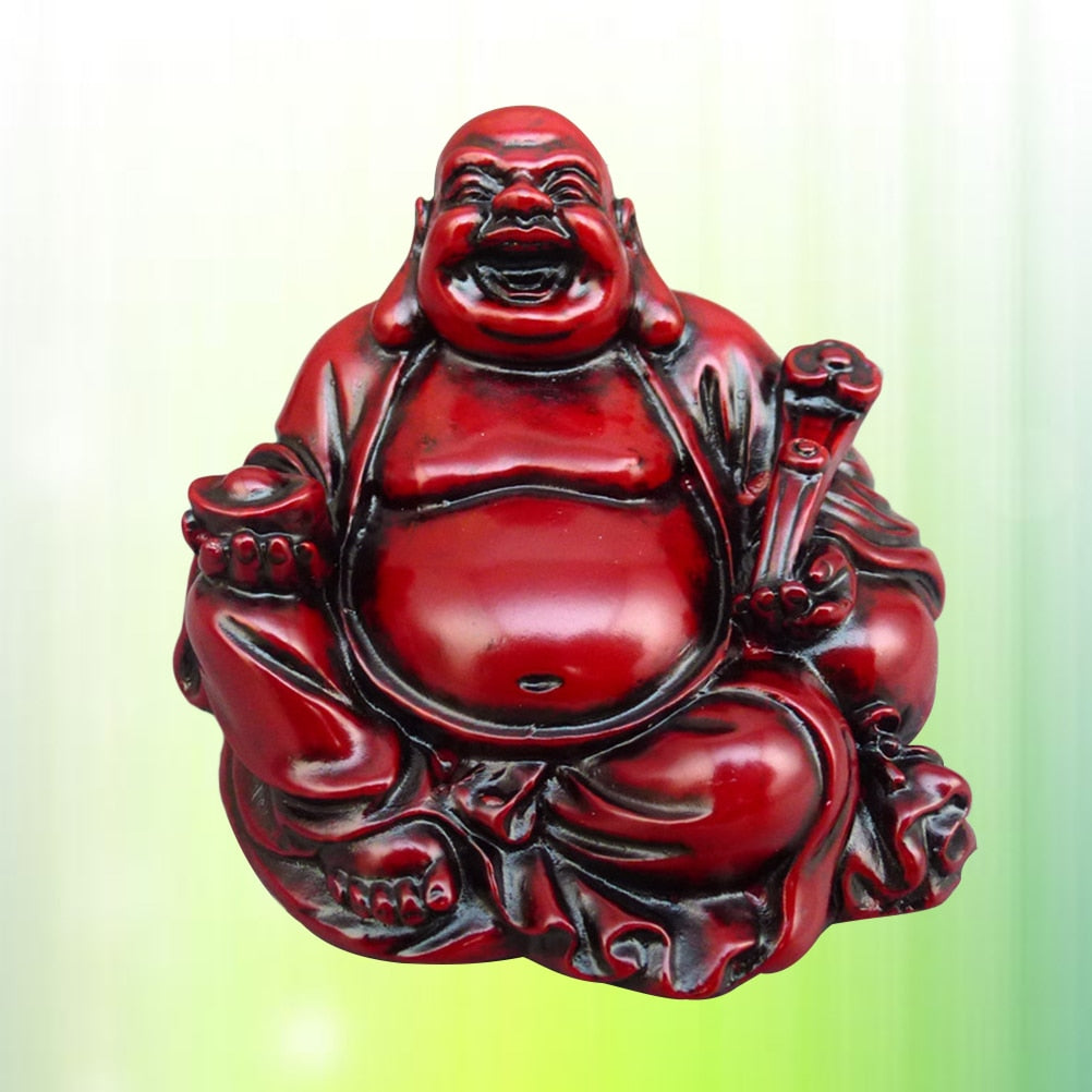 Red Laughing Buddha Feng Shui Resin Statue 6.5cm by HitMyNeed