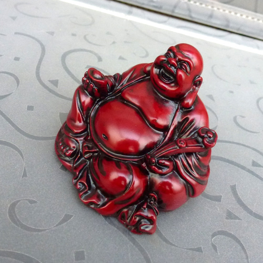 Red Laughing Buddha Feng Shui Resin Statue 6.5cm by HitMyNeed
