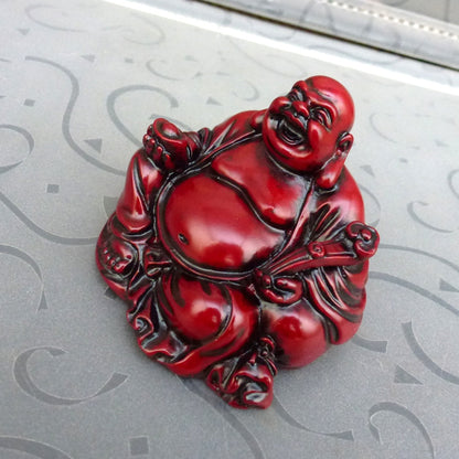 Red Laughing Buddha Feng Shui Resin Statue 6.5cm by HitMyNeed