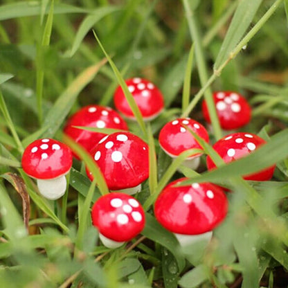 Red Mushroom Garden Ornaments Set (10 Pcs, 2 cm) by HitMyNeed