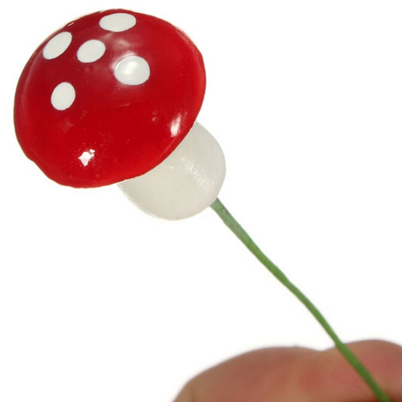 Red Mushroom Garden Ornaments Set (10 Pcs, 2 cm) by HitMyNeed