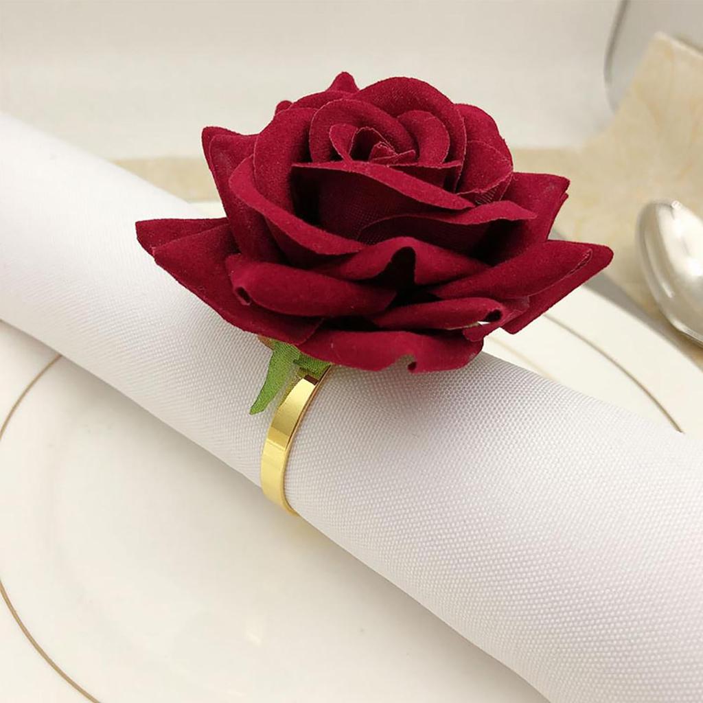 Red Rose Napkin Rings Set of 6 by HitMyNeed