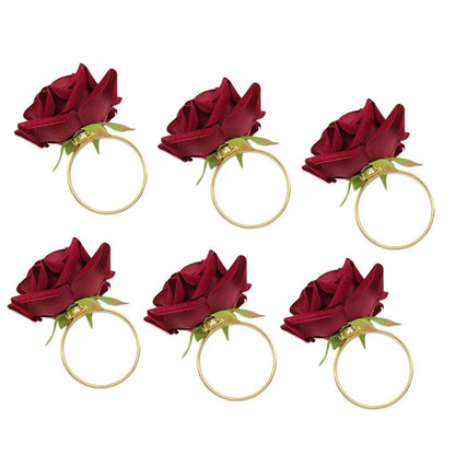 Red Rose Napkin Rings Set of 6 by HitMyNeed
