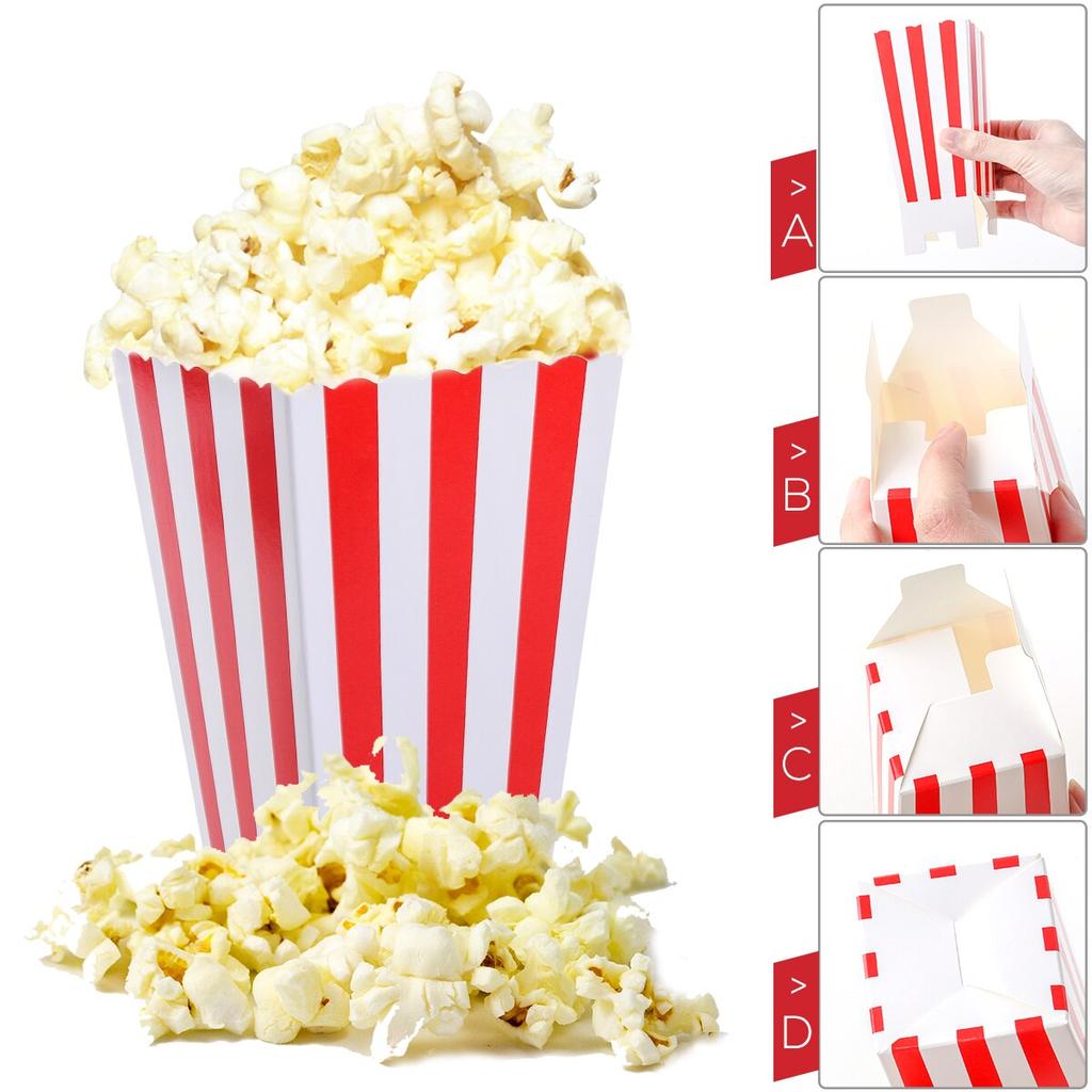 Red Stripe Popcorn Paper Boxes (24 Pack) by HitMyNeed