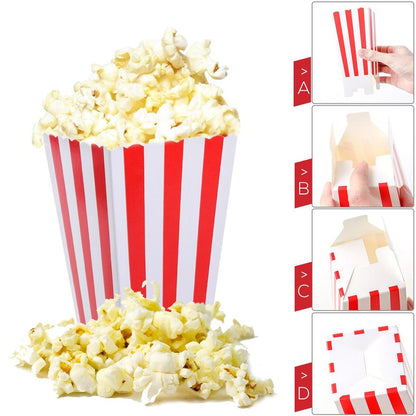 Red Stripe Popcorn Paper Boxes (24 Pack) by HitMyNeed