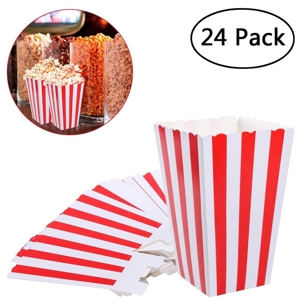 Red Stripe Popcorn Paper Boxes (24 Pack) by HitMyNeed
