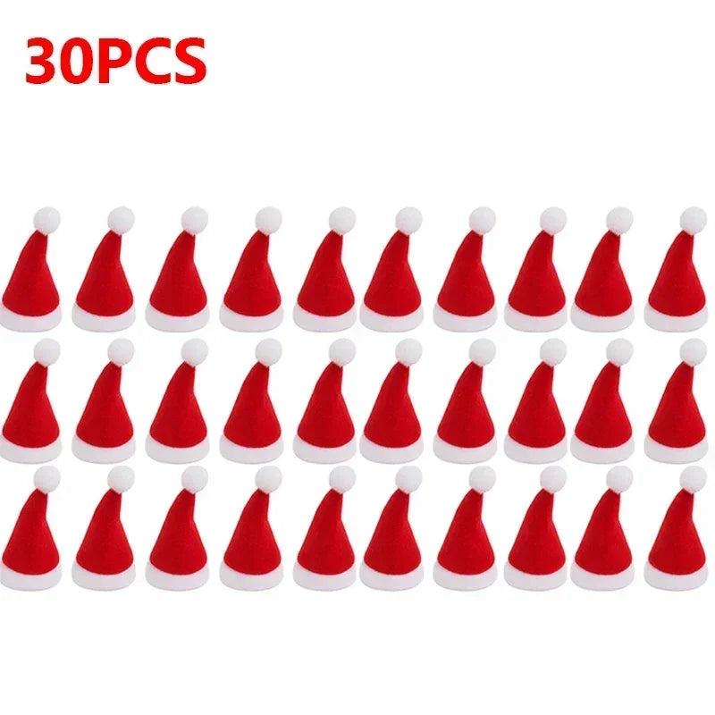 Red Velvet Mini Santa Hats for Crafts & Décor 30pcs by HitMyNeed