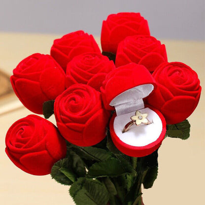 Red Velvet Rose Ring Box Jewelry Holder by HitMyNeed