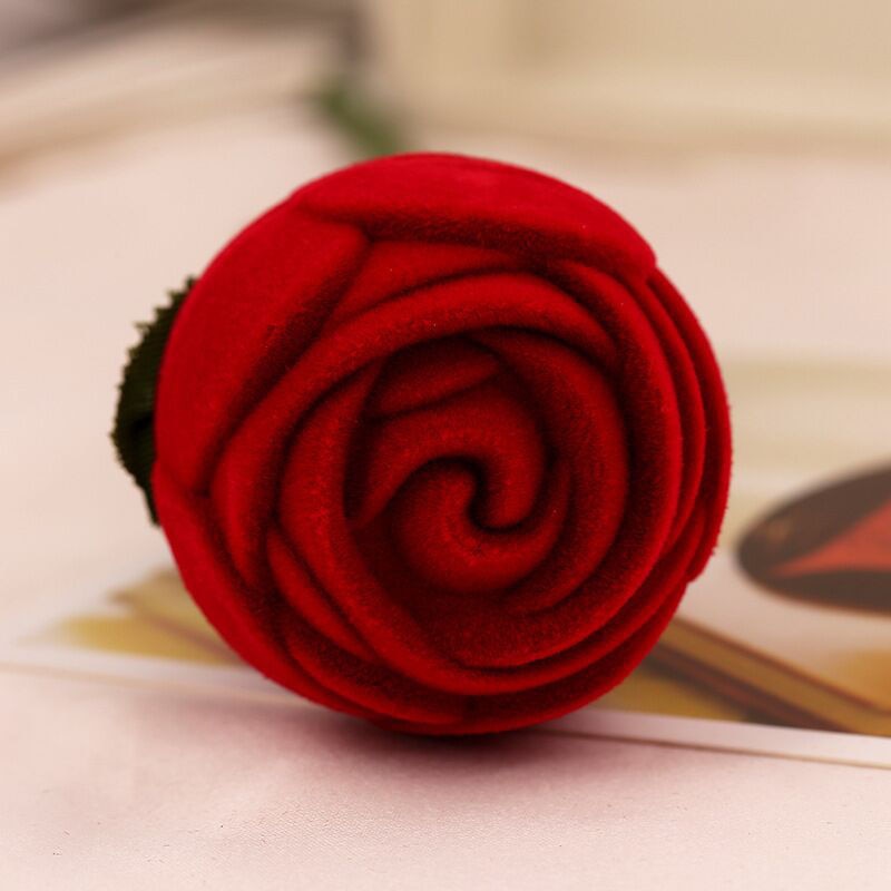 Red Velvet Rose Ring Box Jewelry Holder by HitMyNeed