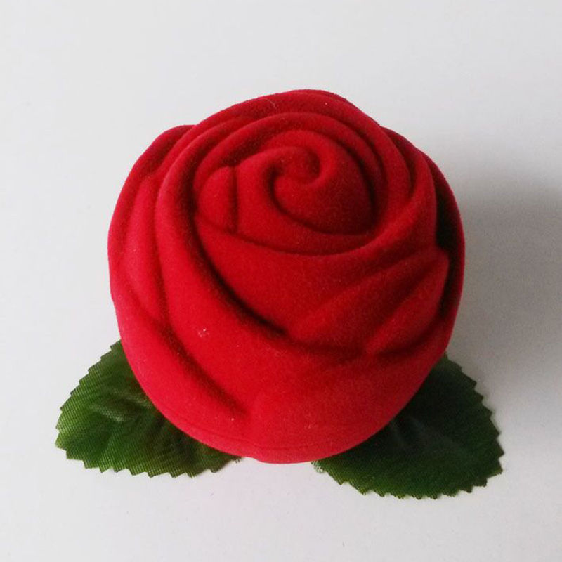 Red Velvet Rose Ring Box Jewelry Holder by HitMyNeed
