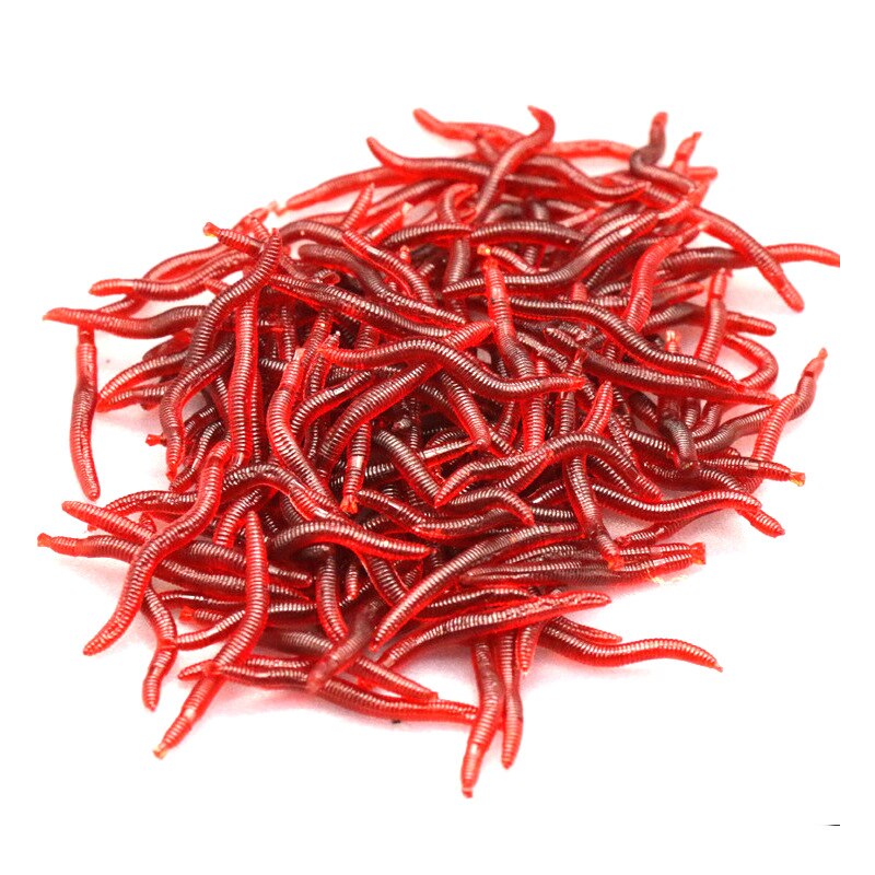 Red Worm Soft Fishing Lures 3.5cm (100pcs) by HitMyNeed