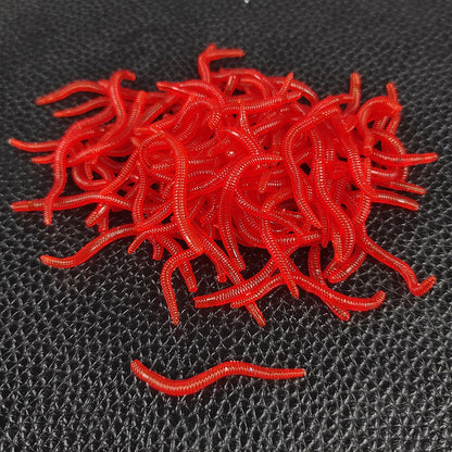 Red Worm Soft Fishing Lures 3.5cm (100pcs) by HitMyNeed