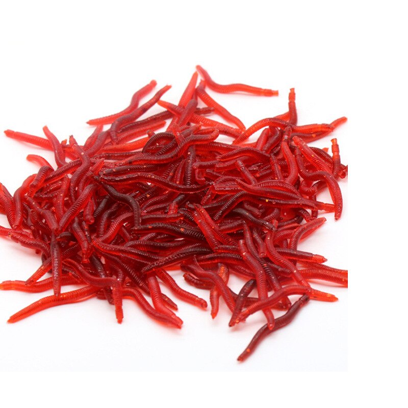 Red Worm Soft Fishing Lures 3.5cm (100pcs) by HitMyNeed
