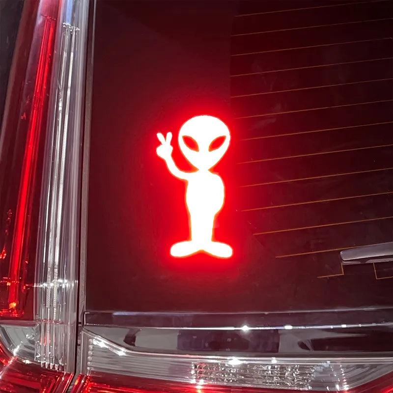 Reflective Alien Peace Car Sticker 15 x 9 cm by HitMyNeed