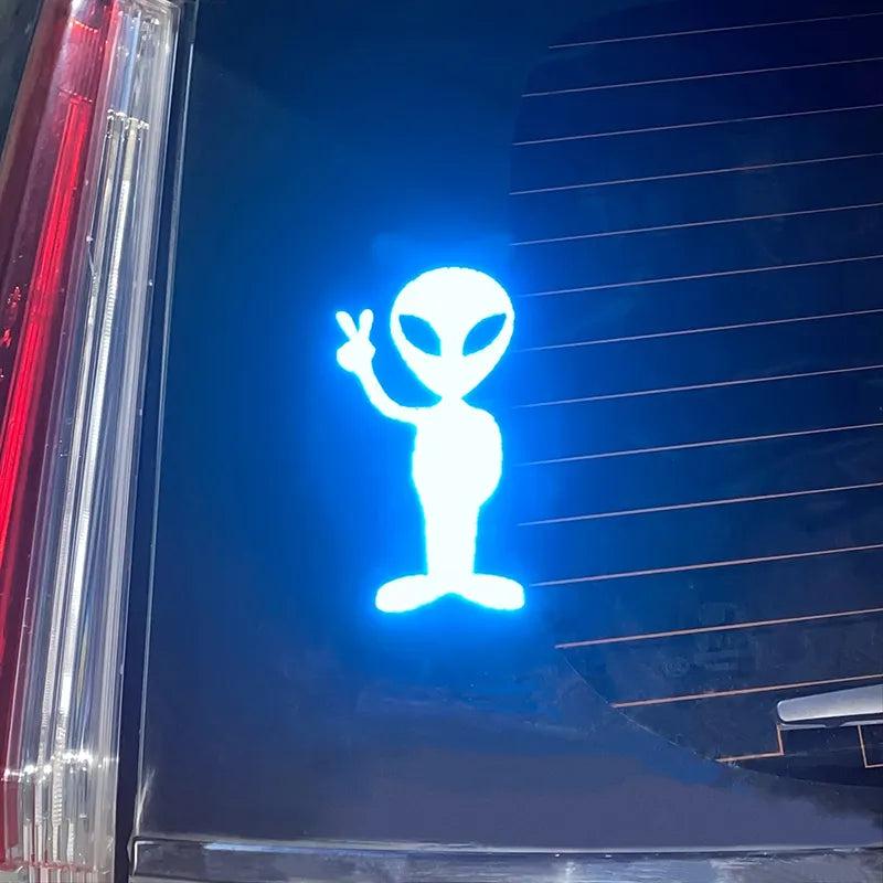 Reflective Alien Peace Car Sticker 15 x 9 cm by HitMyNeed